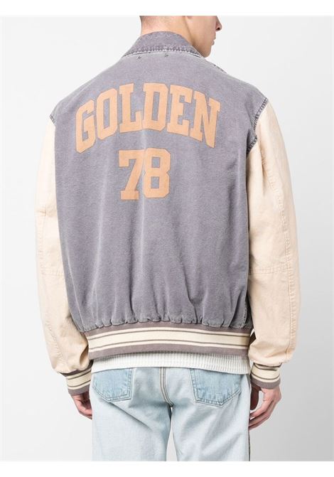 Bomber in cotone grigio e beige con logo GGDB GOLDEN GOOSE | GMP01310-P00104882236